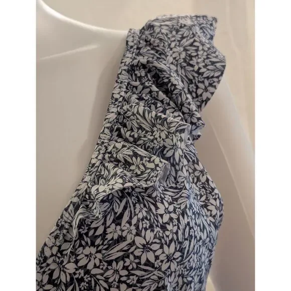 PinkBlush Blue Floral Ruffle Maternity One-Piece Swimsuit – Size M  – NWT - Picture 5 of 12